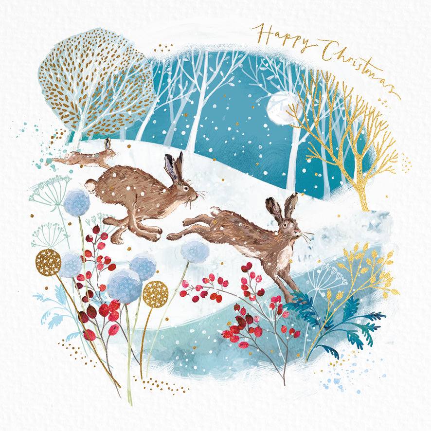 Warm Winter & Hopping Through the Snow Christmas Card Pack of 10