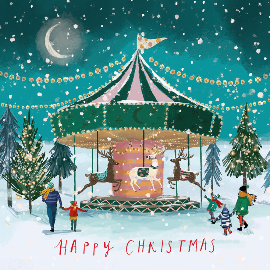 Christmas Carousel & Delivering Christmas Card Pack of 10