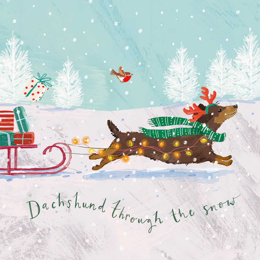 A Cracking Game & Dachshund Christmas Card Pack of 10
