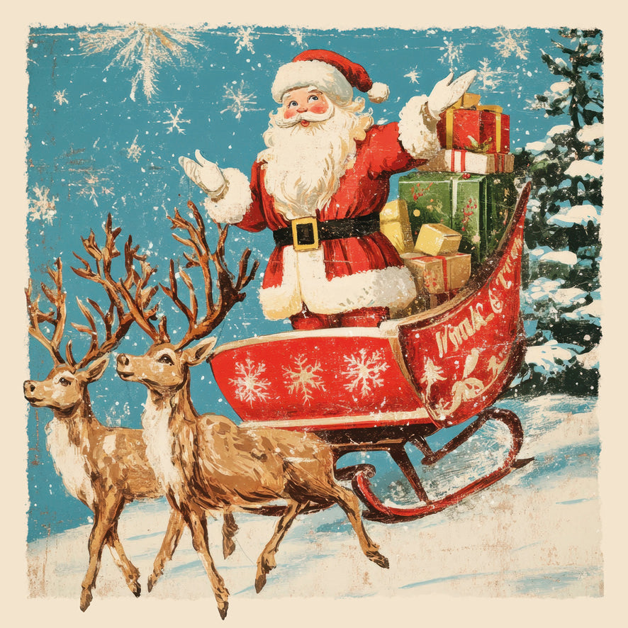 Quick to Bed & On His Sleigh Christmas Card Pack of 10
