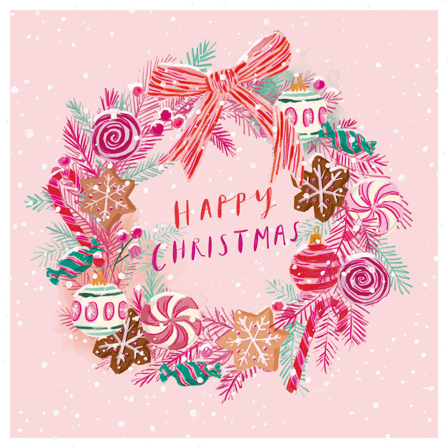 Sugar Tree & Sugar Wreath Christmas Card Pack of 10