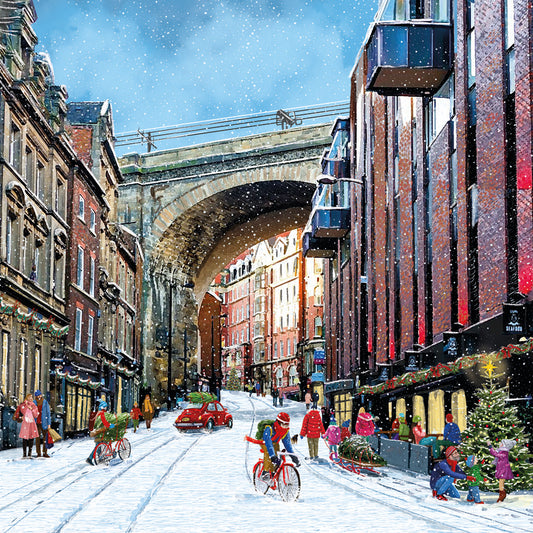 Dashing Around Dean Street & Christmas at the Castle Keep Christmas Card Pack of 10