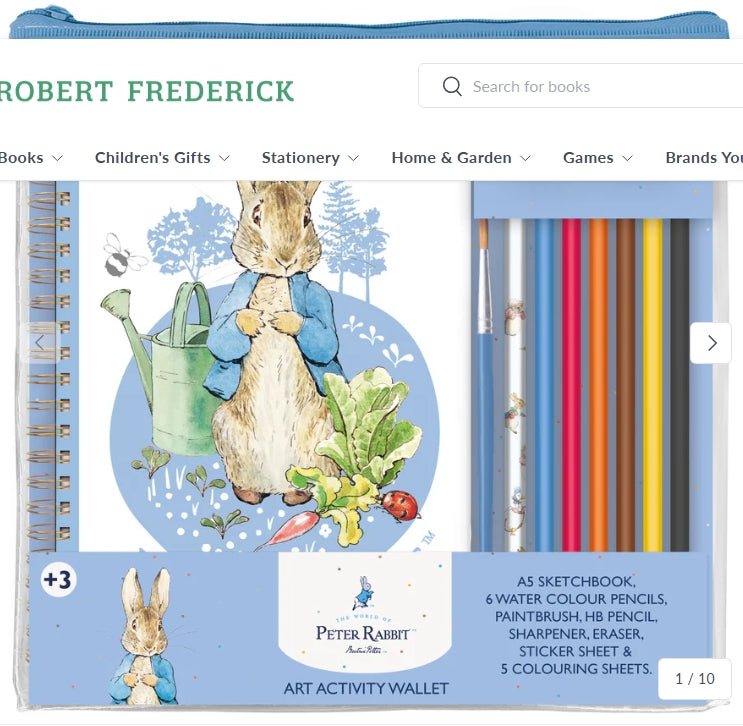 Peter Rabbit Children's Art Activity Wallet - With Sketchbook, Pencils and Stickers